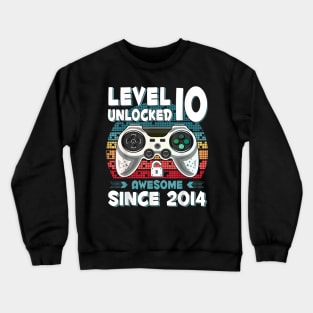 Ten 10yr BDay Son Boy Gamer 10th 10 Year Old Birthday Crewneck Sweatshirt
